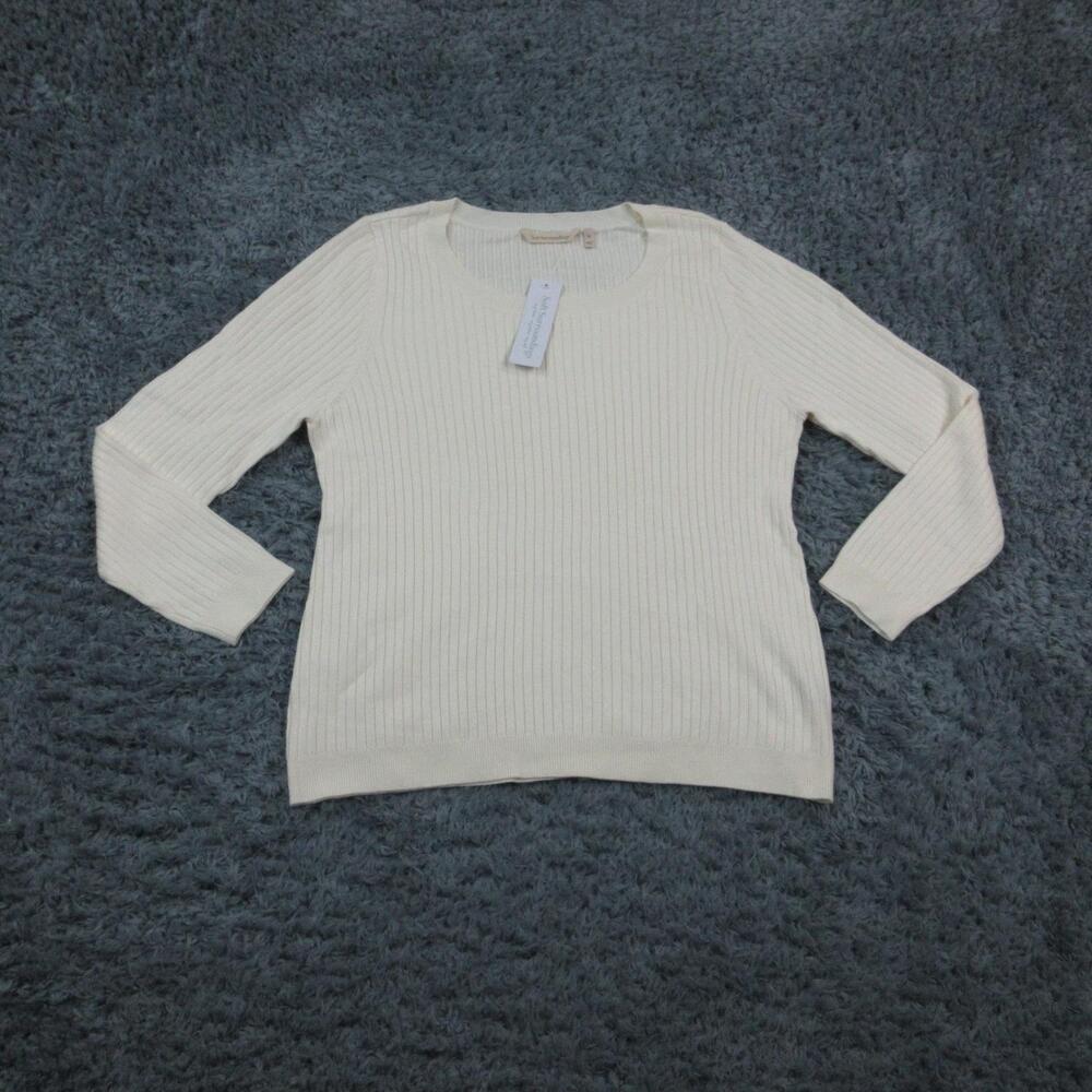 Soft Surroundings Sweater Womens XL Cream Soft Essential Ribbed Pullover Knit